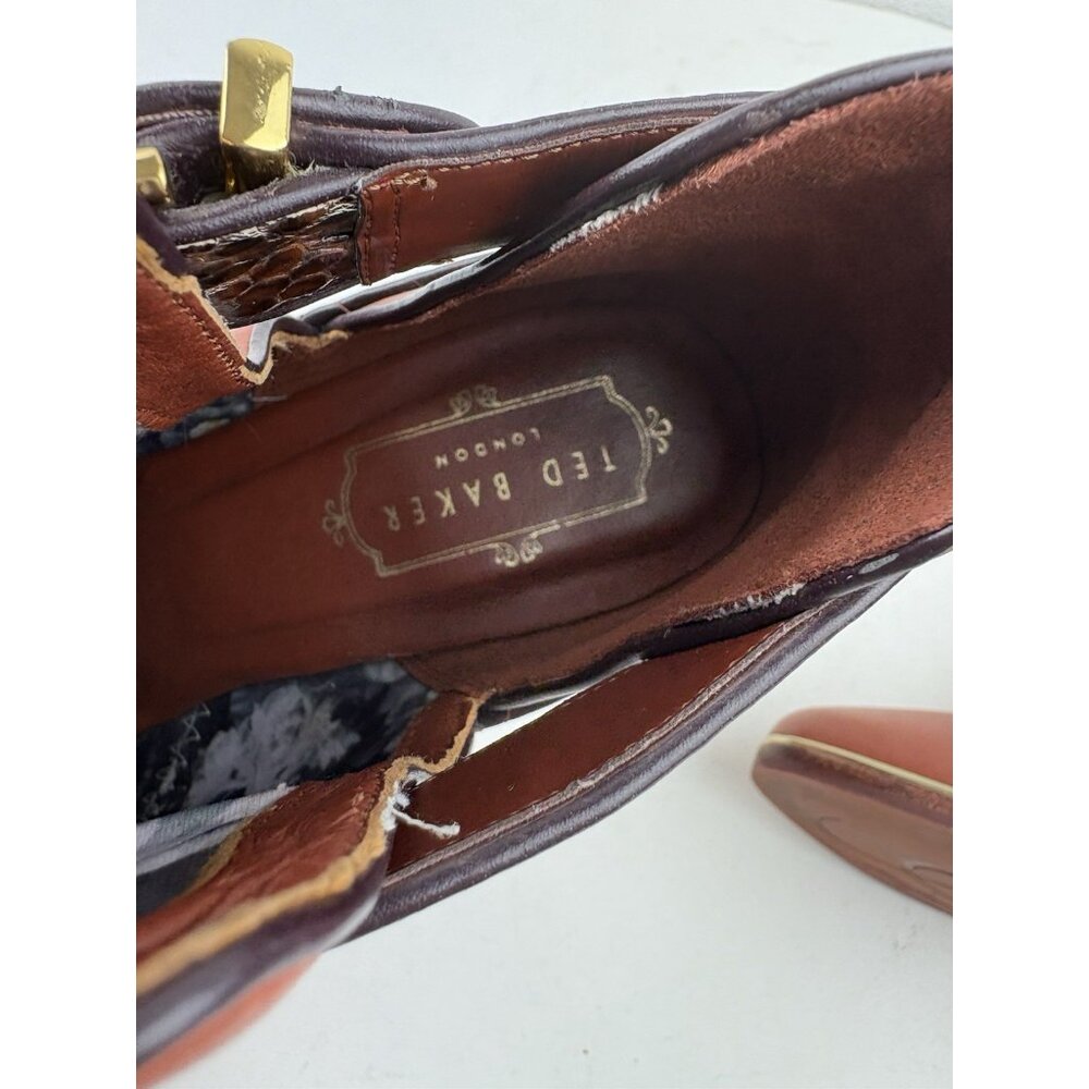 *Ted Baker London Nissie Split Shaft Ankle Boots Womens 38 Brown Leather Luxury - Picture 12 of 14
